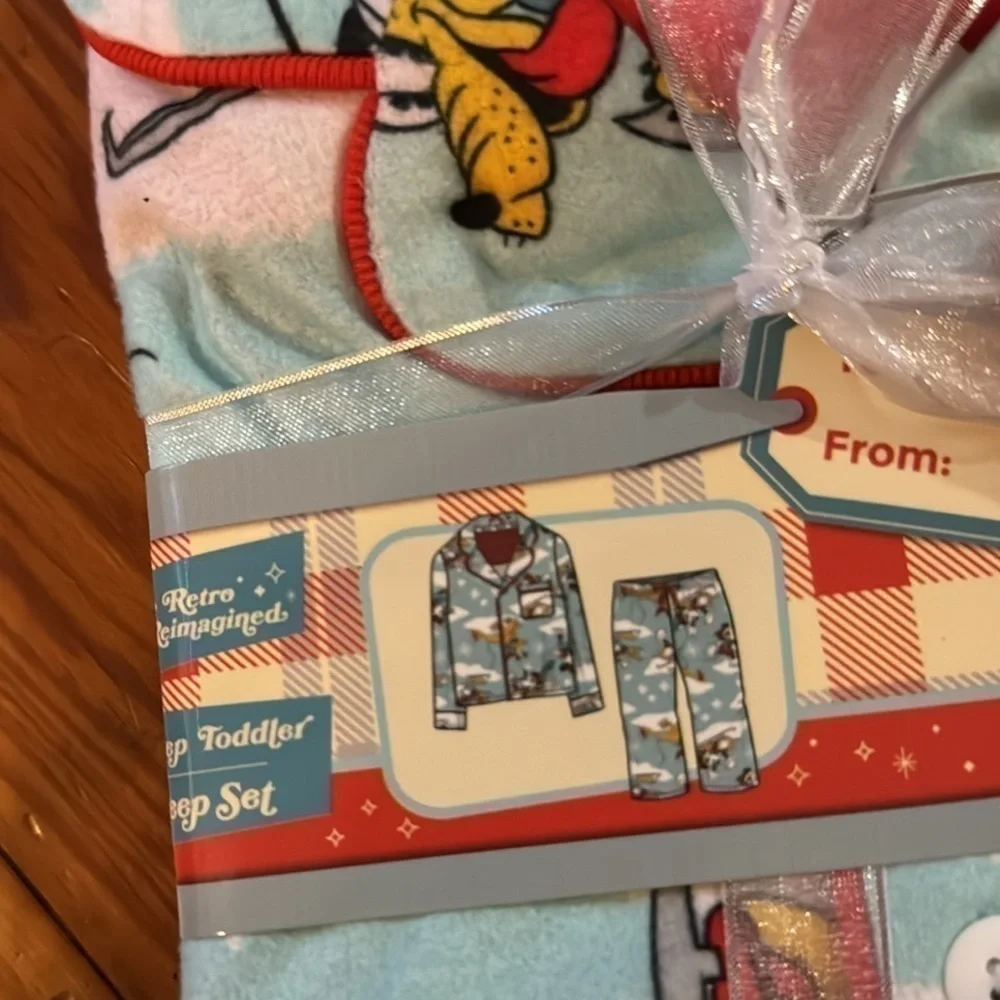 COPY 12mo kids unisex PJ‎ set Christmas Disney NWT blue pajamas
